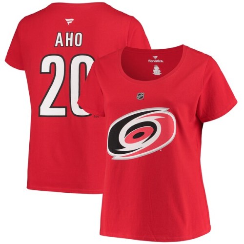 Sebastian Aho Carolina Hurricanes Fanatics Branded Women's Plus Size Name & Number Scoop Neck T-Shirt - Red