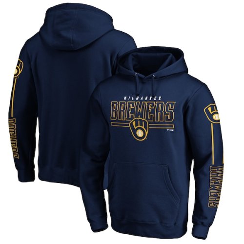 Milwaukee Brewers Fanatics Branded Team Front Line Pullover Hoodie - Navy