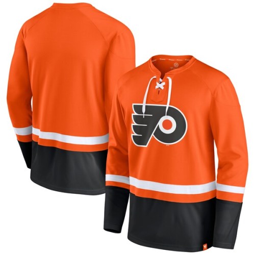 Philadelphia Flyers Fanatics Branded Super Mission Slapshot Lace-Up Pullover Sweatshirt - Orange/Black