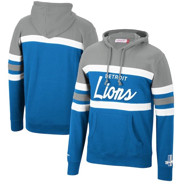 Detroit Lions Mitchell & Ness Head Coach Pullover Hoodie - Silver/Blue
