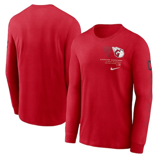 Cleveland Guardians Nike Team Slider Tri-Blend Long Sleeve T-Shirt - Red
