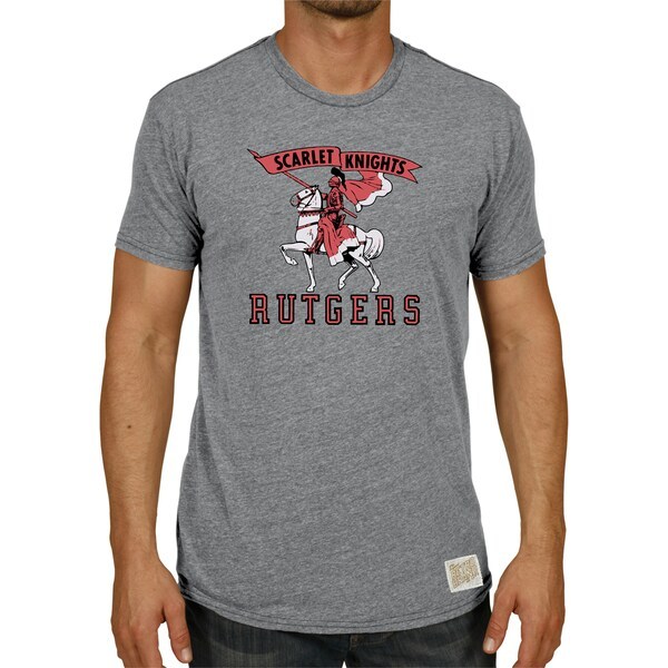 Rutgers Scarlet Knights Original Retro Brand Vintage Logo Tri-Blend T-Shirt - Heathered Gray