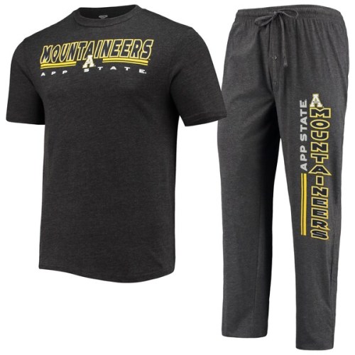 Appalachian State Mountaineers Concepts Sport Meter T-Shirt & Pants Sleep Set - Heathered Charcoal/Black