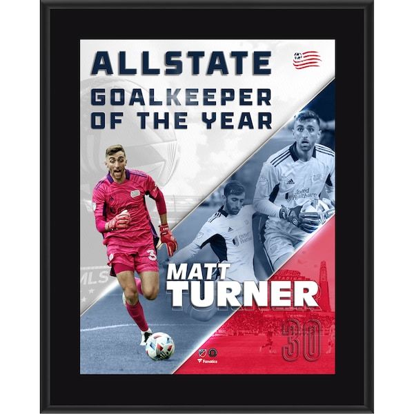 Matt Turner New England Revolution Fanatics Authentic 10.5" x 13" 2021 MLS Season Allstate Goalkeeper of the Year Award Sublimated Plaque