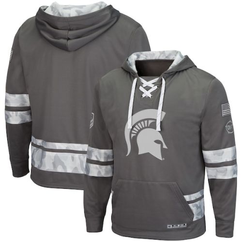 Michigan State Spartans Colosseum OHT Military Appreciation Lace-Up Pullover Hoodie - Gray