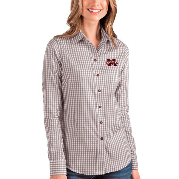 Mississippi State Bulldogs Antigua Women's Structure Button-Up Shirt - Maroon/White