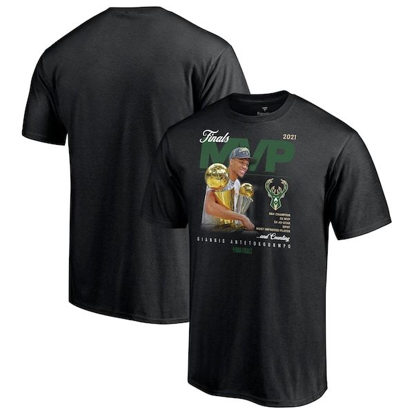 Giannis Antetokounmpo Milwaukee Bucks Fanatics Branded 2021 NBA Finals Champions MVP T-Shirt - Black