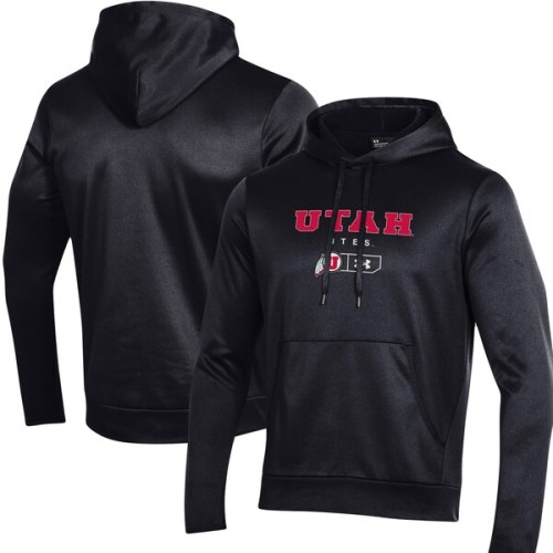 Utah Utes Under Armour Logo Lockup Fleece Performance Pullover Hoodie - Black