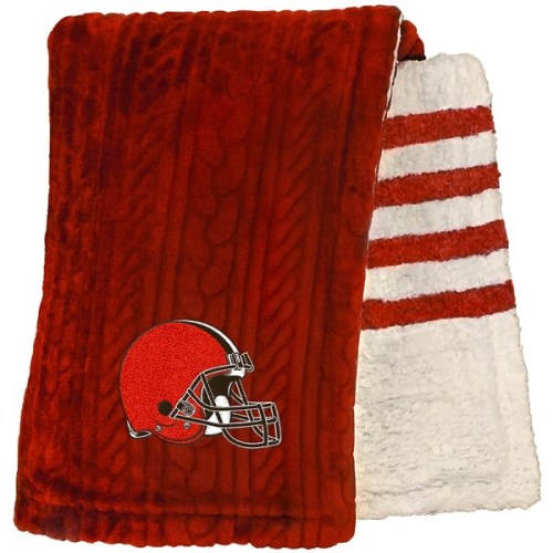 Cleveland Browns 60'' x 70'' Cable Knit Sherpa Stripe Plush Blanket