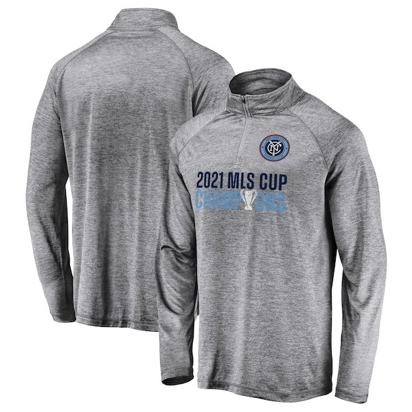 New York City FC Fanatics Branded 2021 MLS Cup Champions Emblem Quarter-Zip Pullover Jacket - Gray