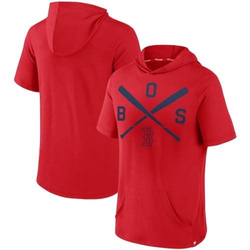 Boston Red Sox Fanatics Branded Iconic Rebel Short Sleeve Pullover Hoodie - Red