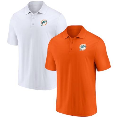 Miami Dolphins Fanatics Branded Home & Away Throwback 2-Pack Polo Set - Orange/White