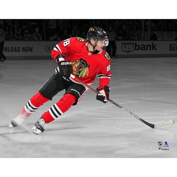 Patrick Kane Chicago Blackhawks Fanatics Authentic Unsigned Red Jersey Skating Spotlight Photograph