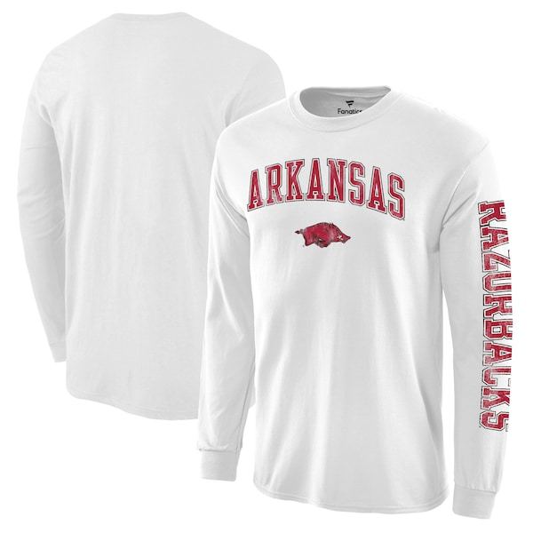 Arkansas Razorbacks Distressed Arch Over Logo Long Sleeve Hit T-Shirt - White