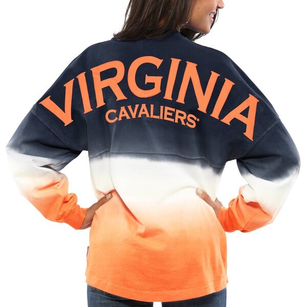 Virginia Cavaliers Women's Ombre Long Sleeve Dip-Dyed Spirit Jersey - Navy