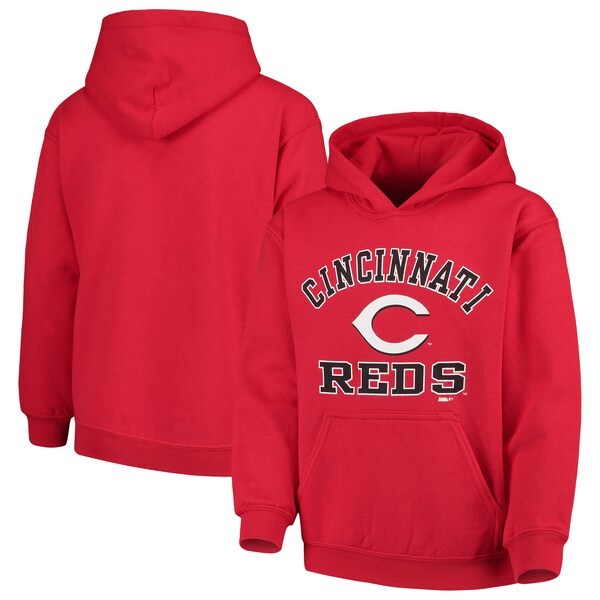 Cincinnati Reds Stitches Youth Fleece Pullover Hoodie - Red