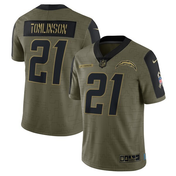 LaDainian Tomlinson Los Angeles Chargers Nike 2021 Salute To Service Retired Player Limited Jersey - Olive