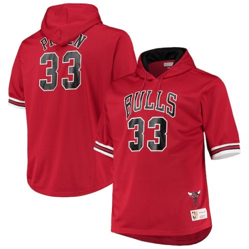 Scottie Pippen Chicago Bulls Mitchell & Ness Big & Tall Name & Number Short Sleeve Hoodie - Red/Black