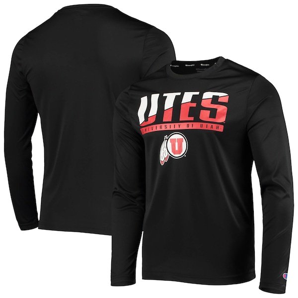 Utah Utes Champion Wordmark Slash Long Sleeve T-Shirt - Black