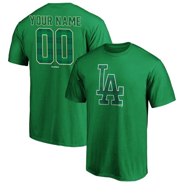 Los Angeles Dodgers Fanatics Branded Emerald Plaid Personalized Name & Number T-Shirt - Green