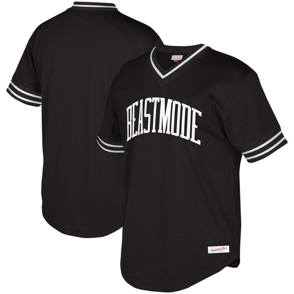 Beast Mode Mitchell & Ness Collegiate Logo V-Neck Jersey T-Shirt - Black