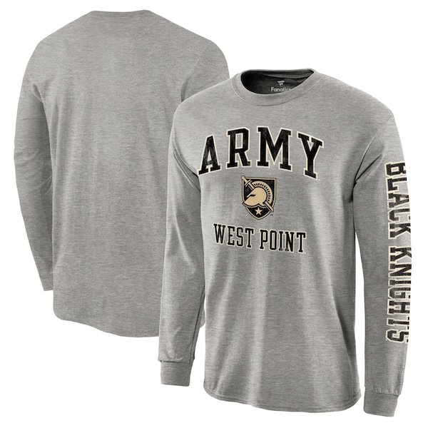 Army Black Knights Distressed Arch Over Logo Long Sleeve Hit T-Shirt - Heathered Gray