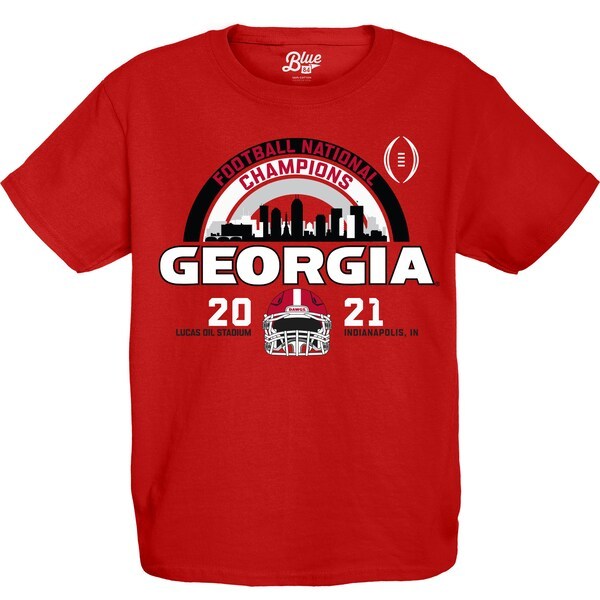Georgia Bulldogs Blue 84 Youth College Football Playoff 2021 National Champions Schedule T-Shirt - Red