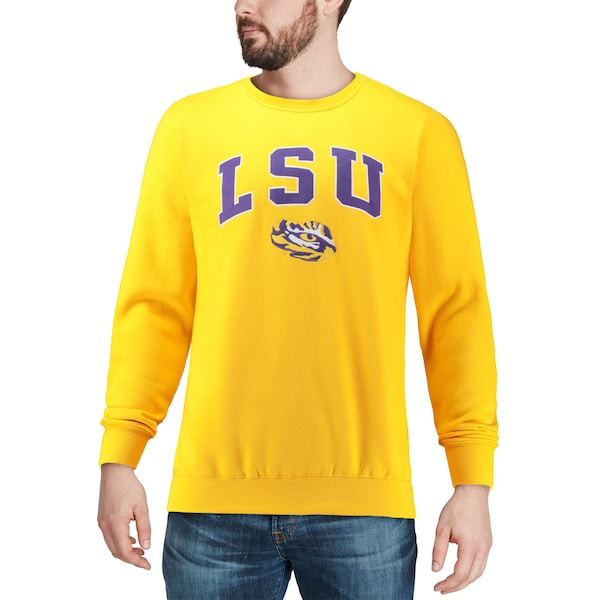 LSU Tigers Colosseum Arch & Logo Crew Neck Sweatshirt - Gold