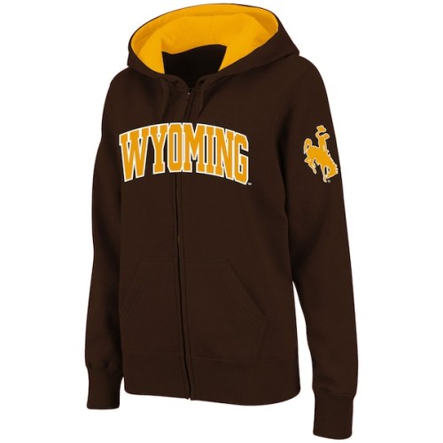 Wyoming Cowboys Stadium Athletic Women's Arched Name Full-Zip Hoodie - Brown