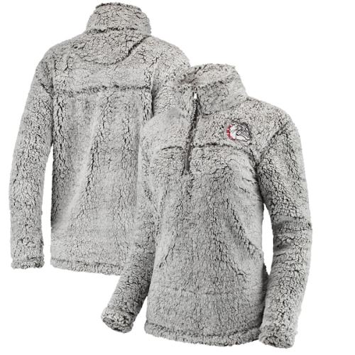 Gonzaga Bulldogs Women's Sherpa Super Soft Quarter Zip Pullover Jacket - Gray