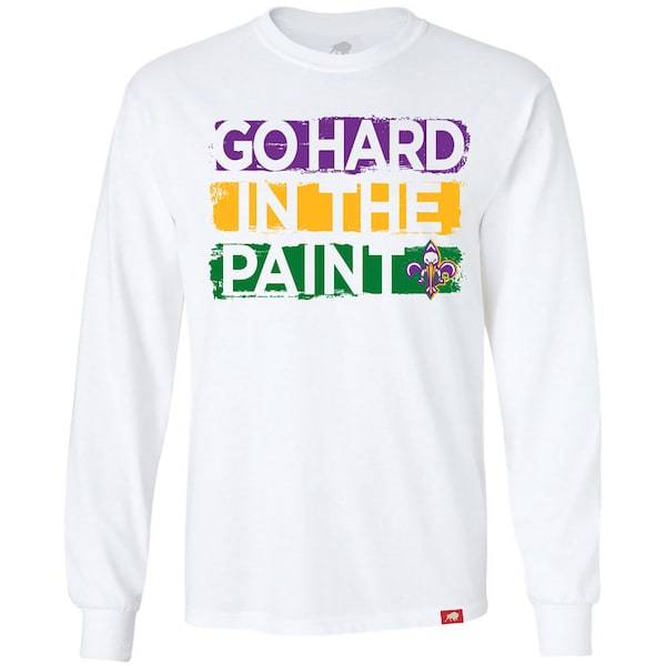 New Orleans Pelicans Sportiqe Mardi Gras Go Hard in the Paint Long Sleeve T-Shirt - White
