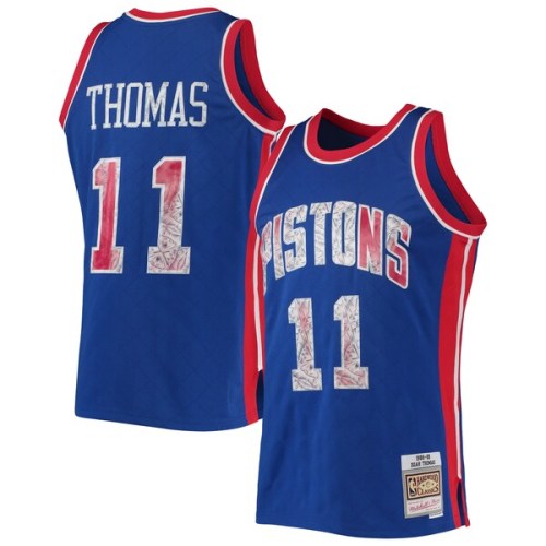 Isiah Thomas Detroit Pistons Mitchell & Ness 1988-89 Hardwood Classics 75th Anniversary Diamond Swingman Jersey - Blue