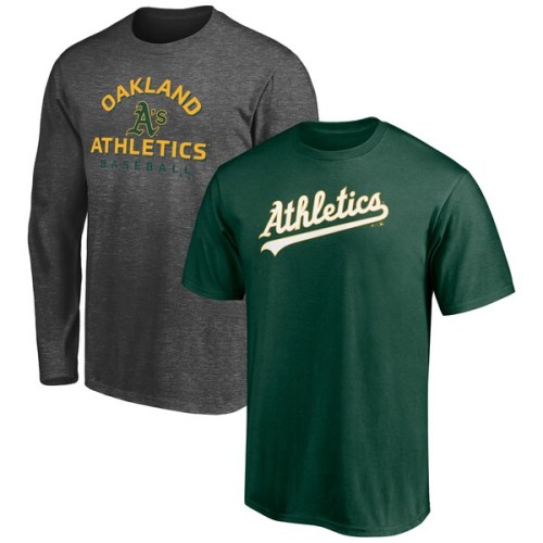 Oakland Athletics Fanatics Branded T-Shirt Combo Pack - Green/Heathered Charcoal