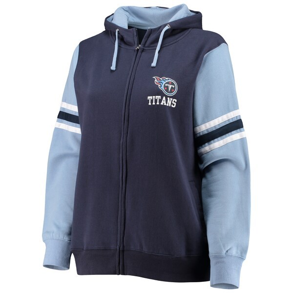 Tennessee Titans Fanatics Branded Women's Plus Size Primary Logo Script Full-Zip Hoodie - Navy/Light Blue