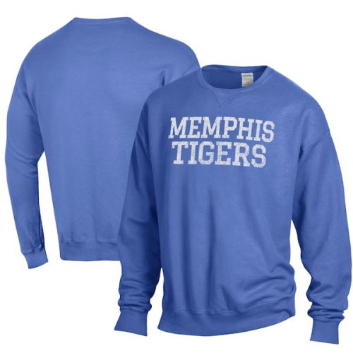 Memphis Tigers ComfortWash Garment Dyed Fleece Crewneck Pullover Sweatshirt - Royal