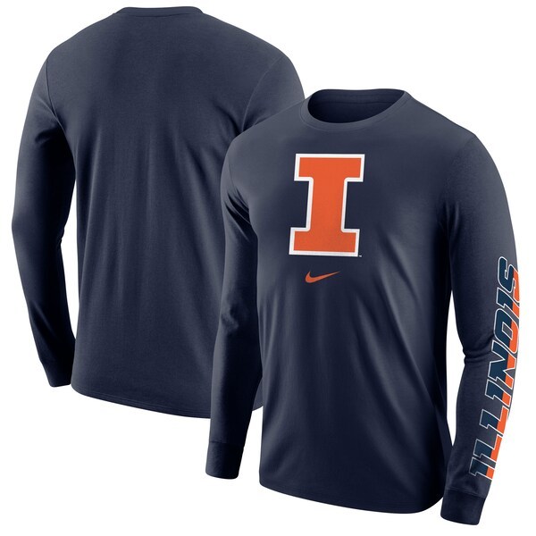 Illinois Fighting Illini Nike Team Lockup 2-Hit Long Sleeve T-Shirt - Navy