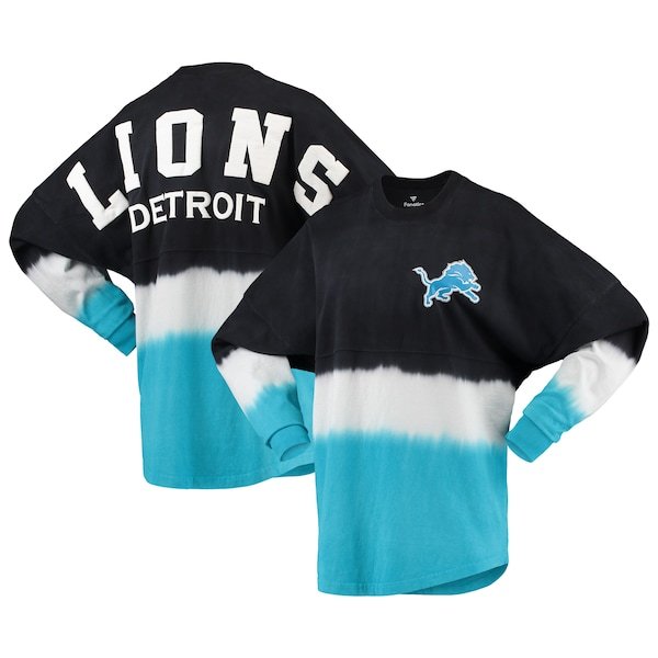 Detroit Lions Fanatics Branded Women's Ombre Long Sleeve T-Shirt - Black/Blue