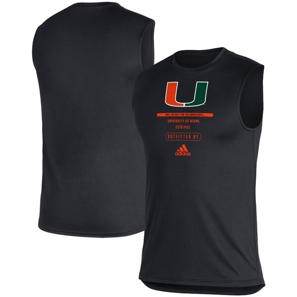 Miami Hurricanes adidas Sideline Locker Tag AEROREADY Creator Sleeveless T-Shirt - Black