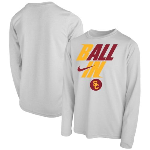 USC Trojans Nike Youth Ball In Bench Long Sleeve T-Shirt - White