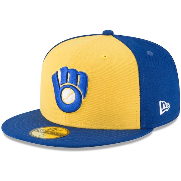 Milwaukee Brewers New Era Cooperstown Collection Logo 59FIFTY Fitted Hat - Gold