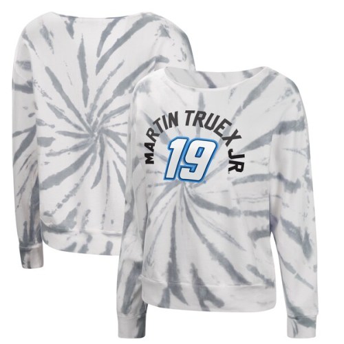 Martin Truex Jr Touch by Alyssa Milano Women's Equalizer Tie-Dye Boat Neck Sweatshirt - White/Gray