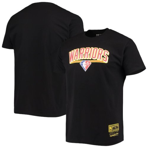Golden State Warriors Mitchell & Ness Classic Edition Warriors Origin 75th Anniversary Wordmark T-Shirt - Black