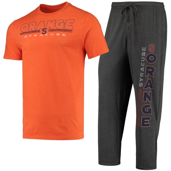 Syracuse Orange Concepts Sport Meter T-Shirt & Pants Sleep Set - Heathered Charcoal/Orange