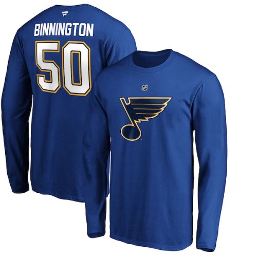 Jordan Binnington St. Louis Blues Fanatics Branded Authentic Stack Name & Number Long Sleeve T-Shirt - Blue