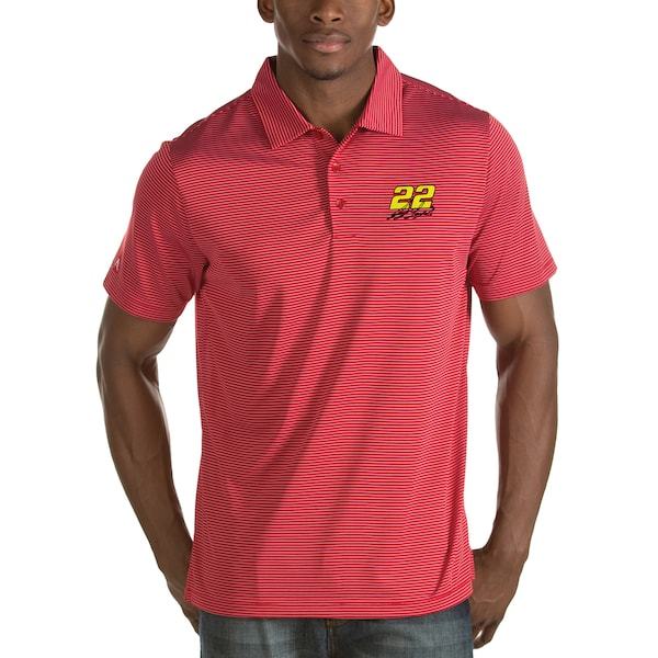 Joey Logano Antigua Quest Striped Jersey Polo - Red