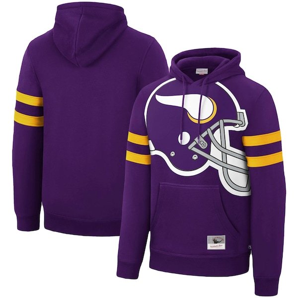 Minnesota Vikings Mitchell & Ness Big Face Historic Logo Pullover Hoodie - Purple