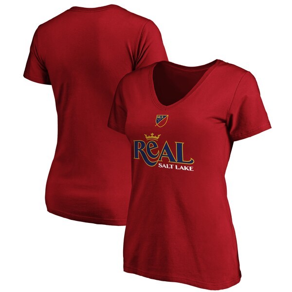 Real Salt Lake Fanatics Branded Women's Shielded Logo V-Neck T-Shirt - Red