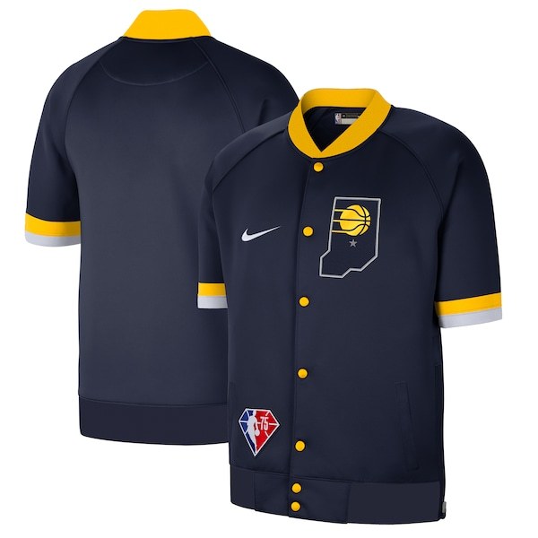 Indiana Pacers Nike 2021/22 City Edition Therma Flex Showtime Short Sleeve Full-Snap Bomber Jacket - Navy/White