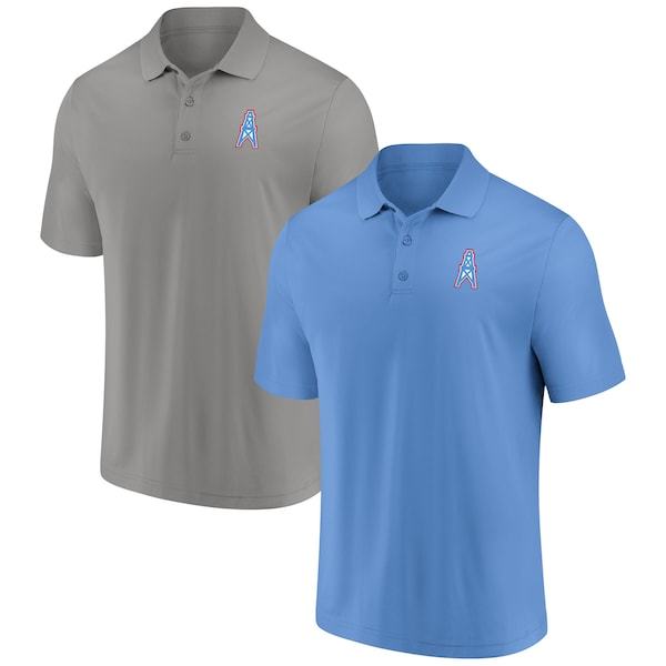 Tennessee Titans Fanatics Branded Home & Away Throwback 2-Pack Polo Set - Light Blue/Silver