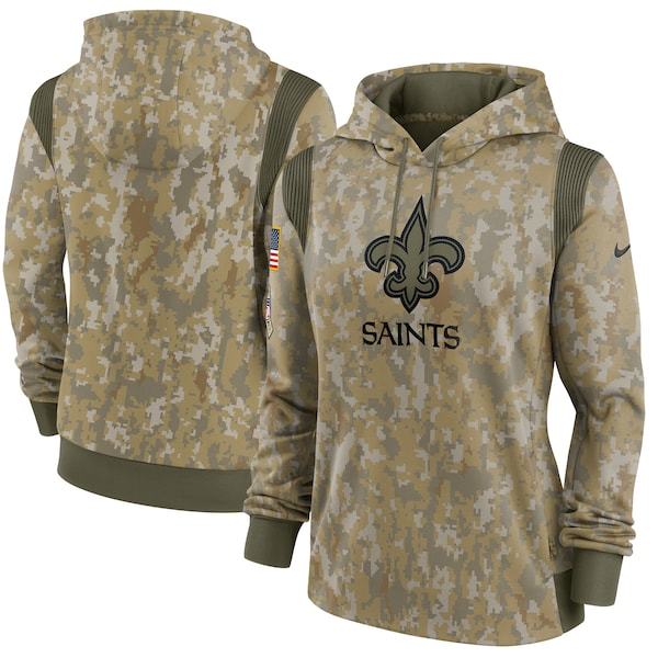 New Orleans Saints Nike Women's 2021 Salute To Service Therma Performance Pullover Hoodie - Olive